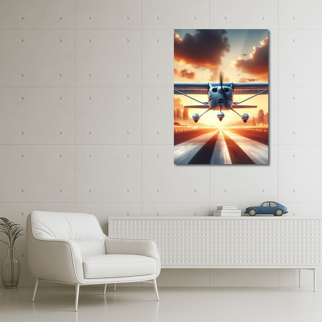 Sunset Flight: Light Sport Aircraft on the Runway