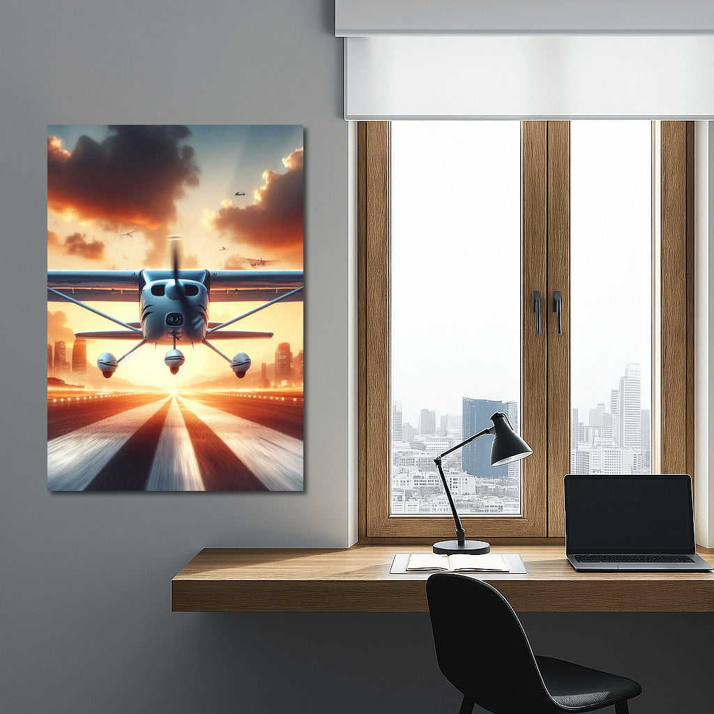 Sunset Flight: Light Sport Aircraft on the Runway