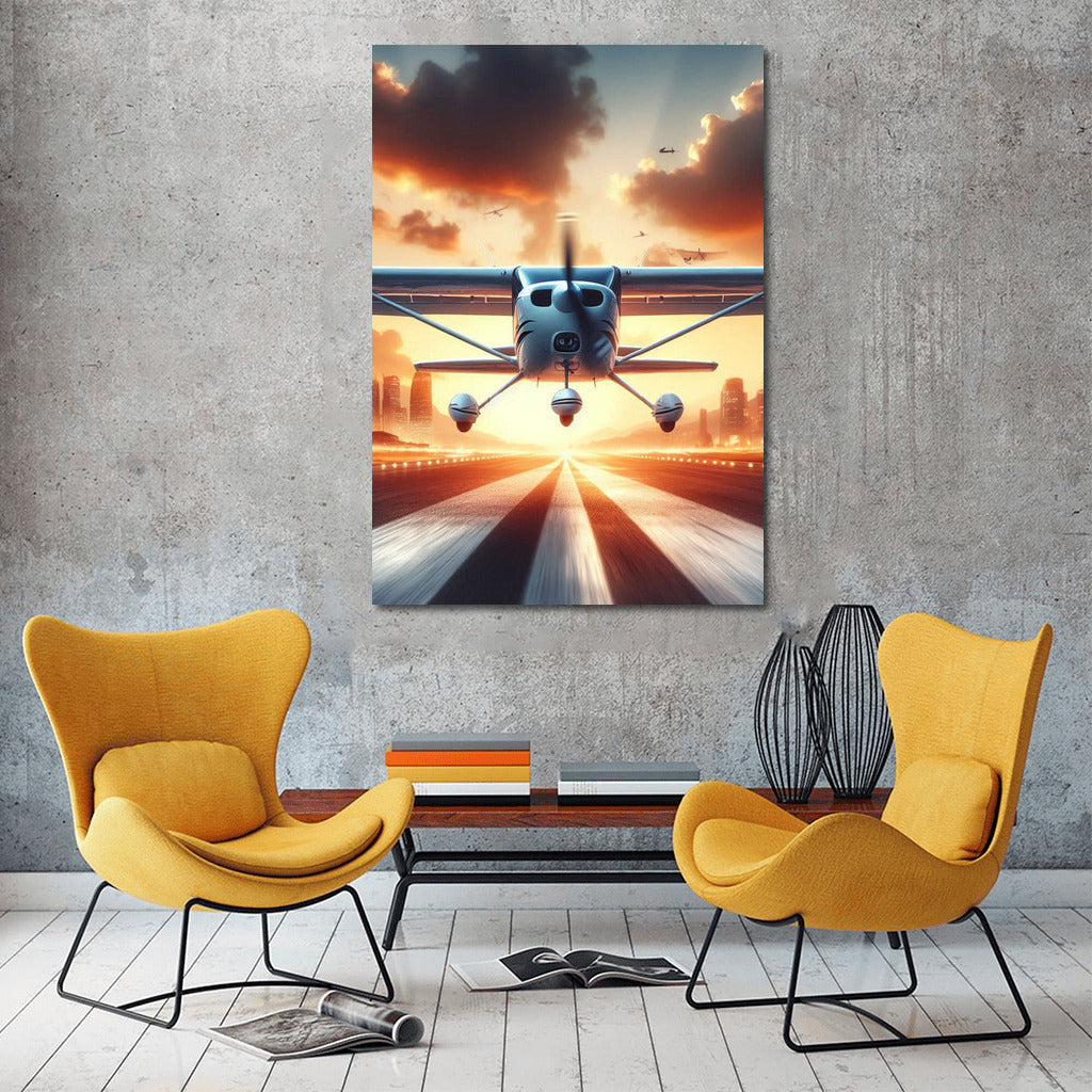 Sunset Flight: Light Sport Aircraft on the Runway