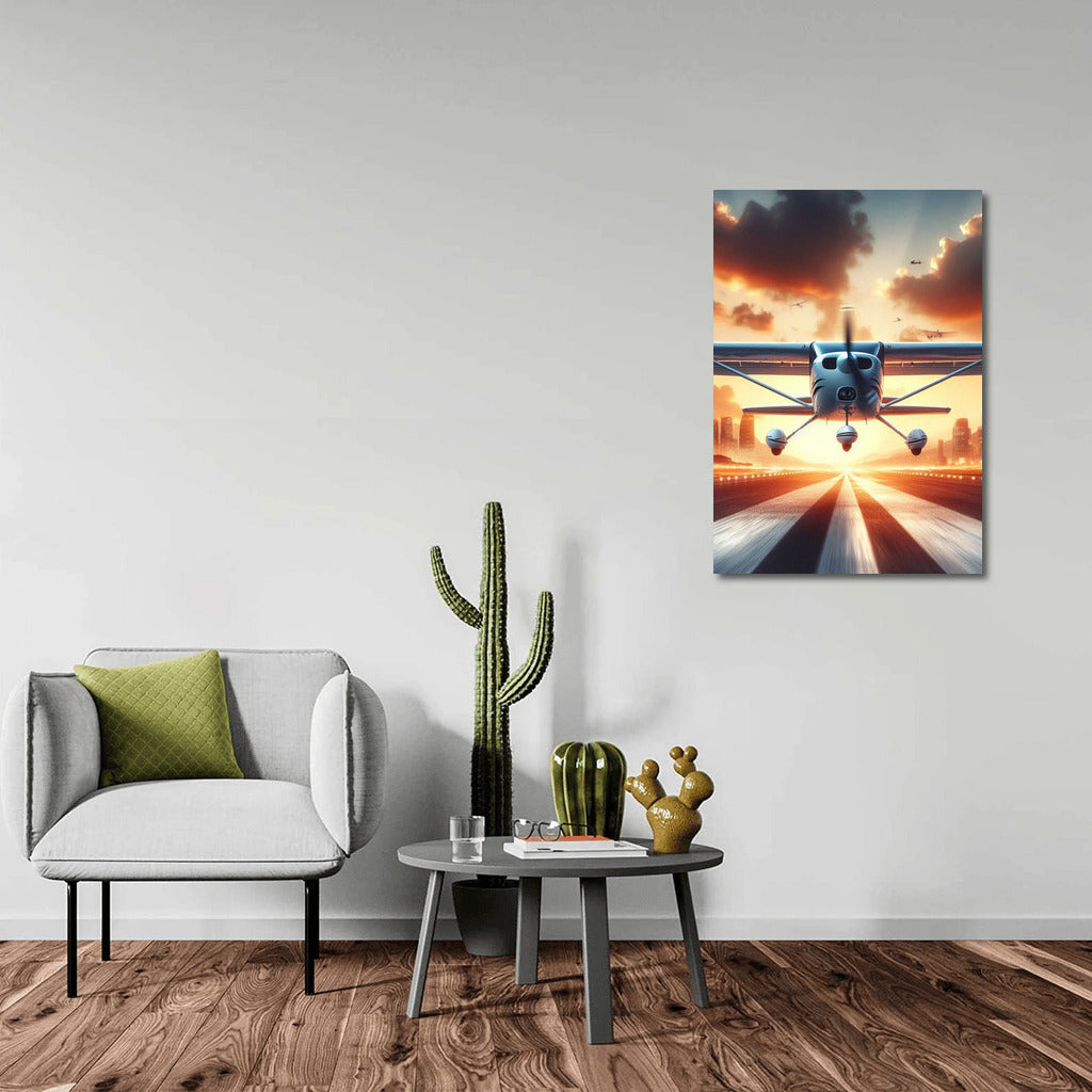 Sunset Flight: Light Sport Aircraft on the Runway