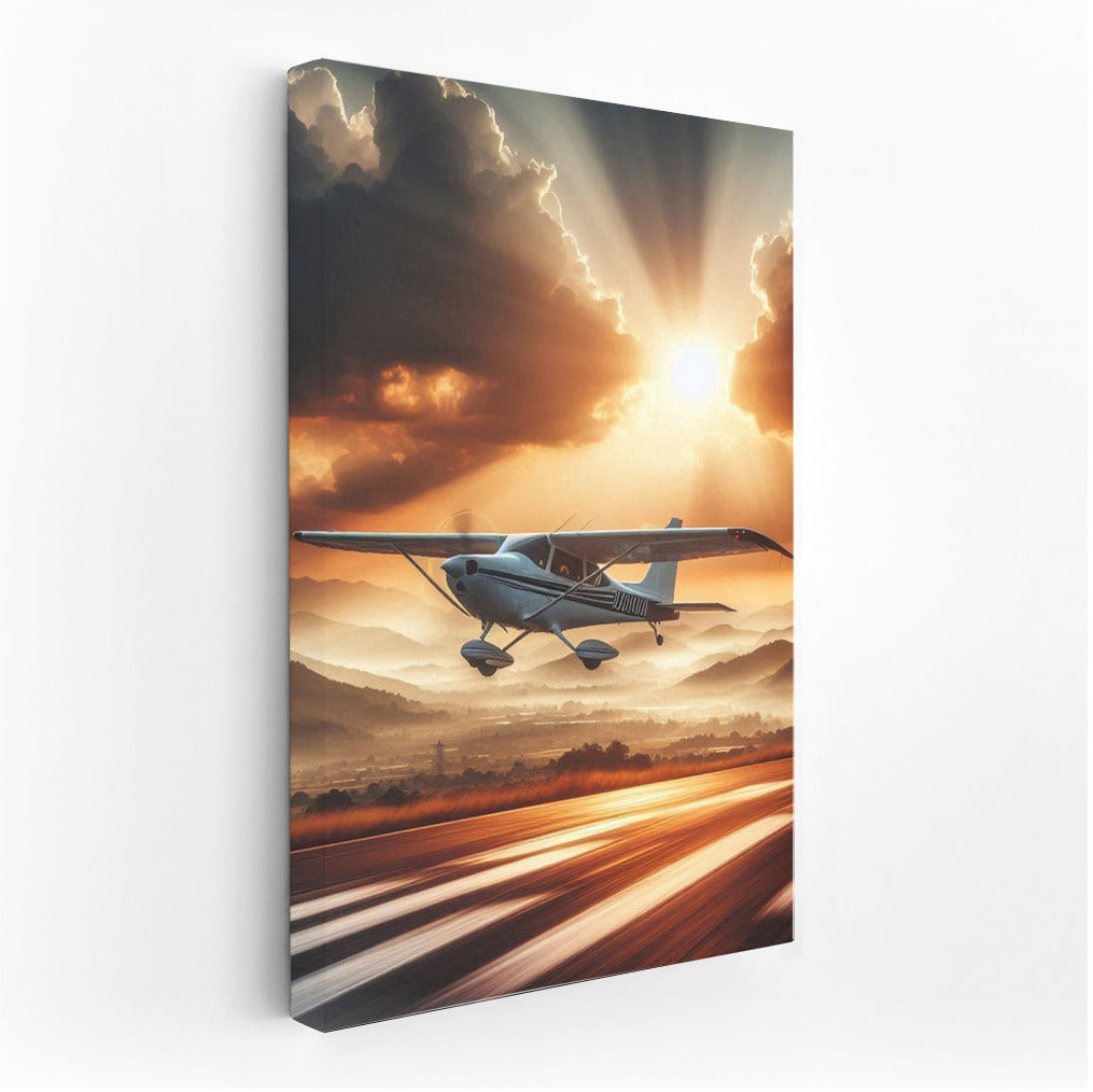 Sunset Flight: Light Sport Aircraft on the Runway