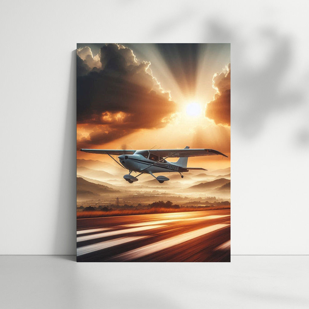 Sunset Flight: Light Sport Aircraft on the Runway