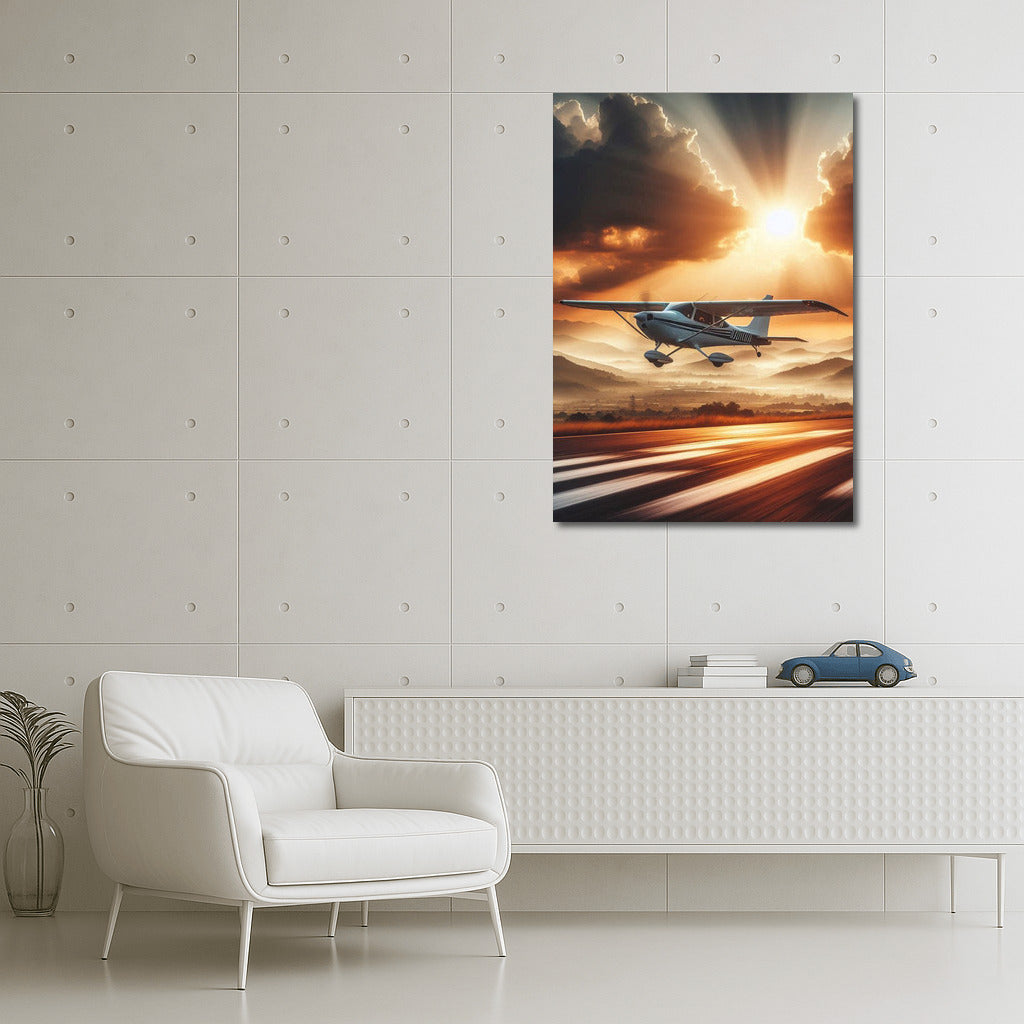 Sunset Flight: Light Sport Aircraft on the Runway