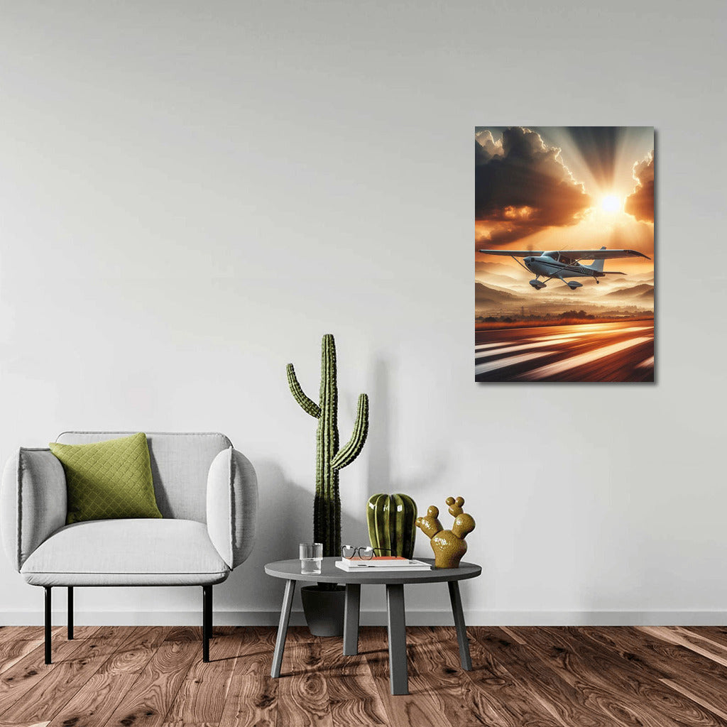 Sunset Flight: Light Sport Aircraft on the Runway