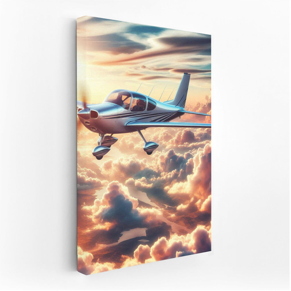 Sunset Flight: Light Sport Aircraft Among the Clouds