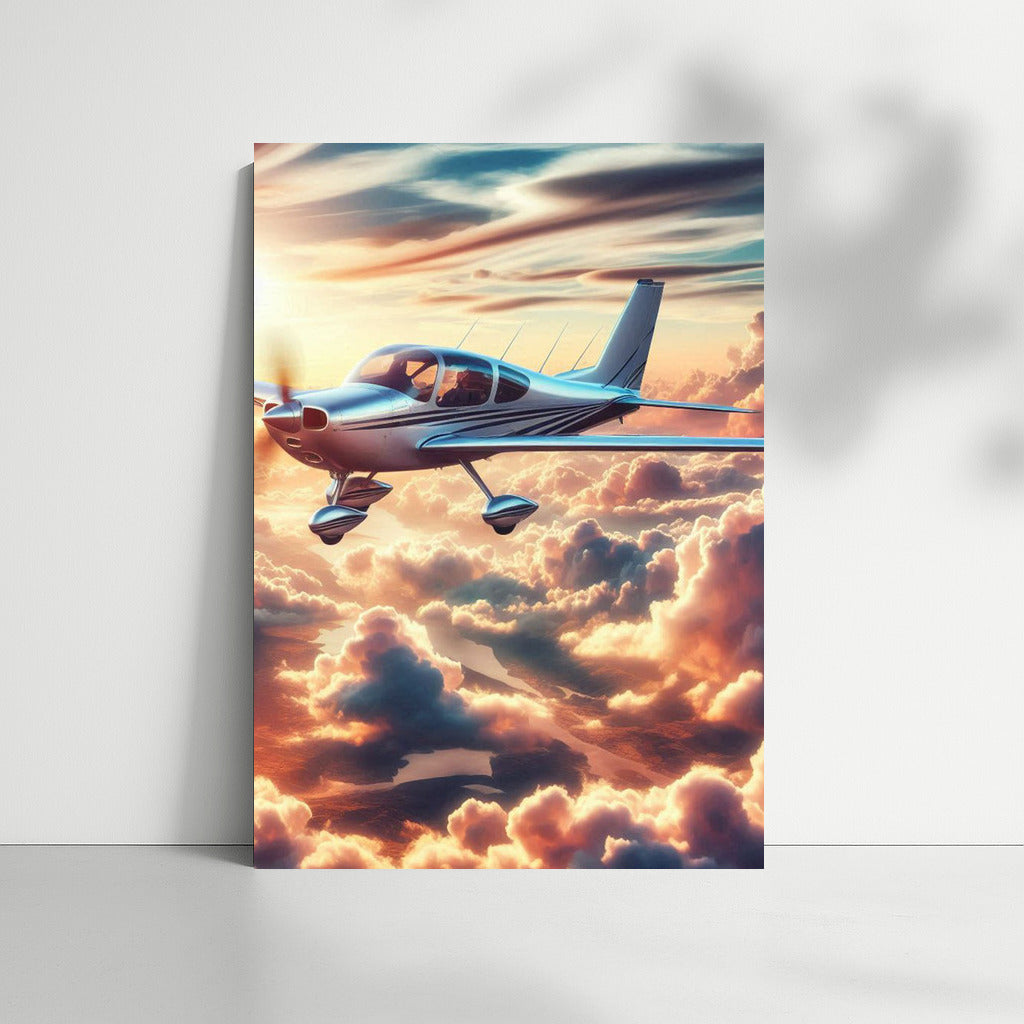Sunset Flight: Light Sport Aircraft Among the Clouds