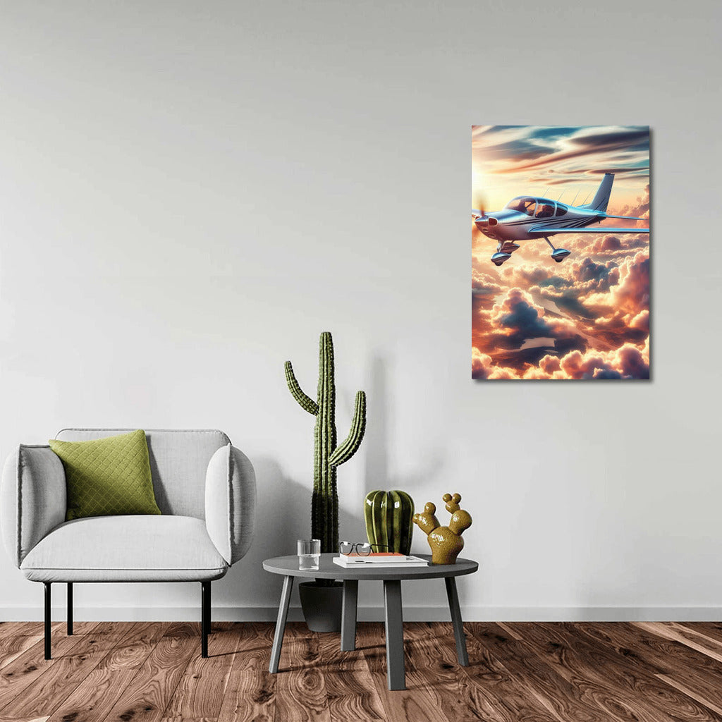 Sunset Flight: Light Sport Aircraft Among the Clouds