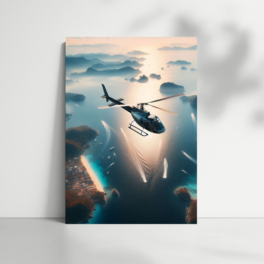 Sea Flight: Helicopters Over Sparkling Waves