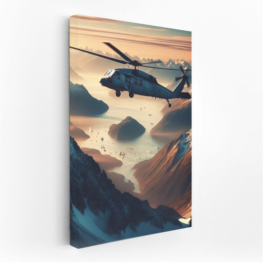 Freedom in Flight: Helicopter over Mountain Peaks