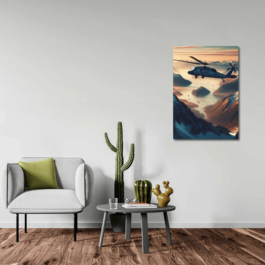 Freedom in Flight: Helicopter over Mountain Peaks