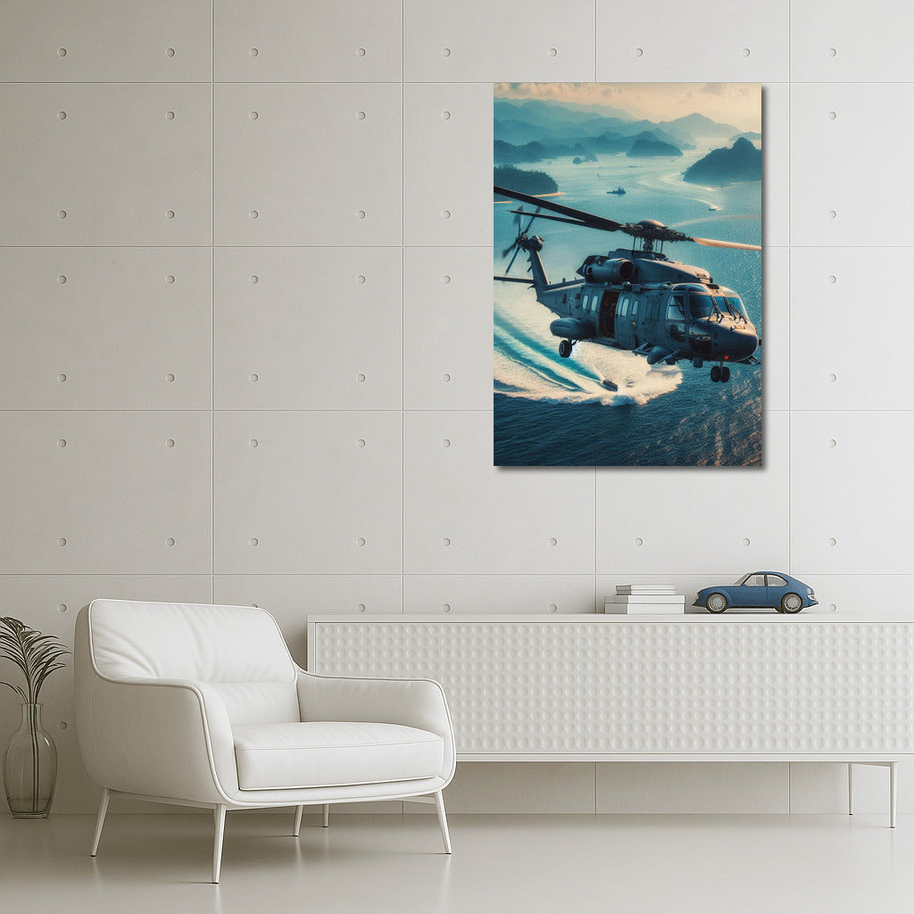 Sea Power: Helicopter Over the Ocean