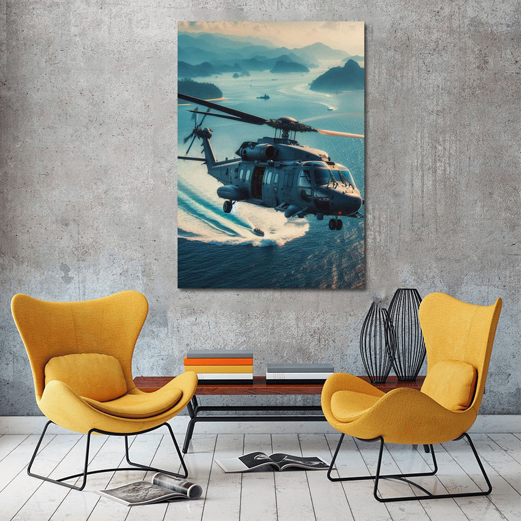 Sea Power: Helicopter Over the Ocean