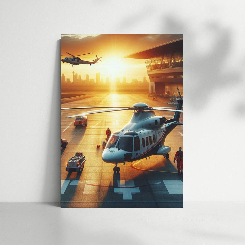 Sunset Pulse: Medivac Helicopters at the Airport