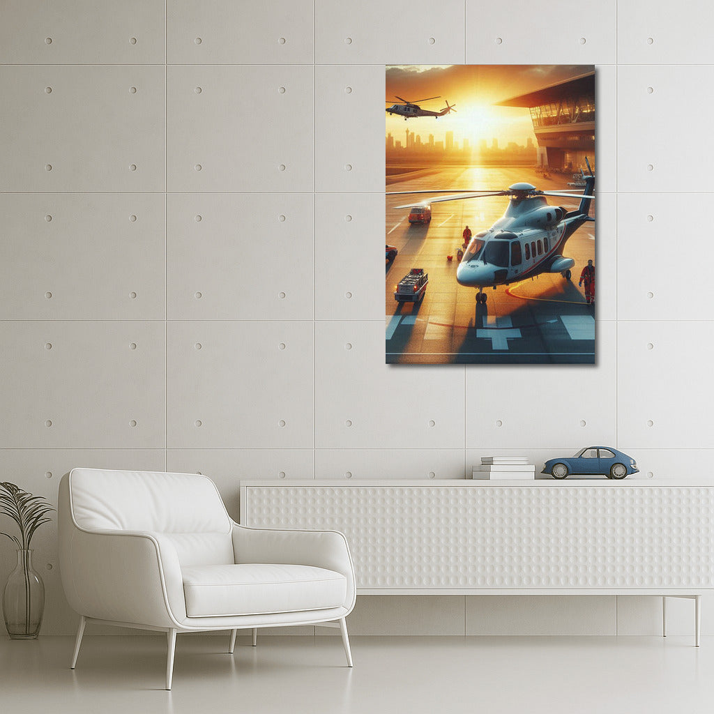 Sunset Pulse: Medivac Helicopters at the Airport