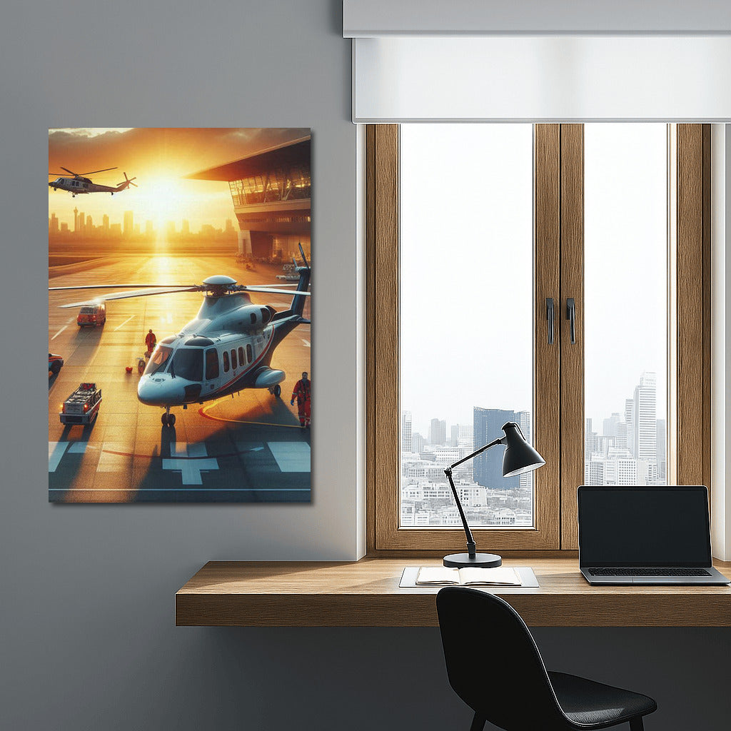 Sunset Pulse: Medivac Helicopters at the Airport