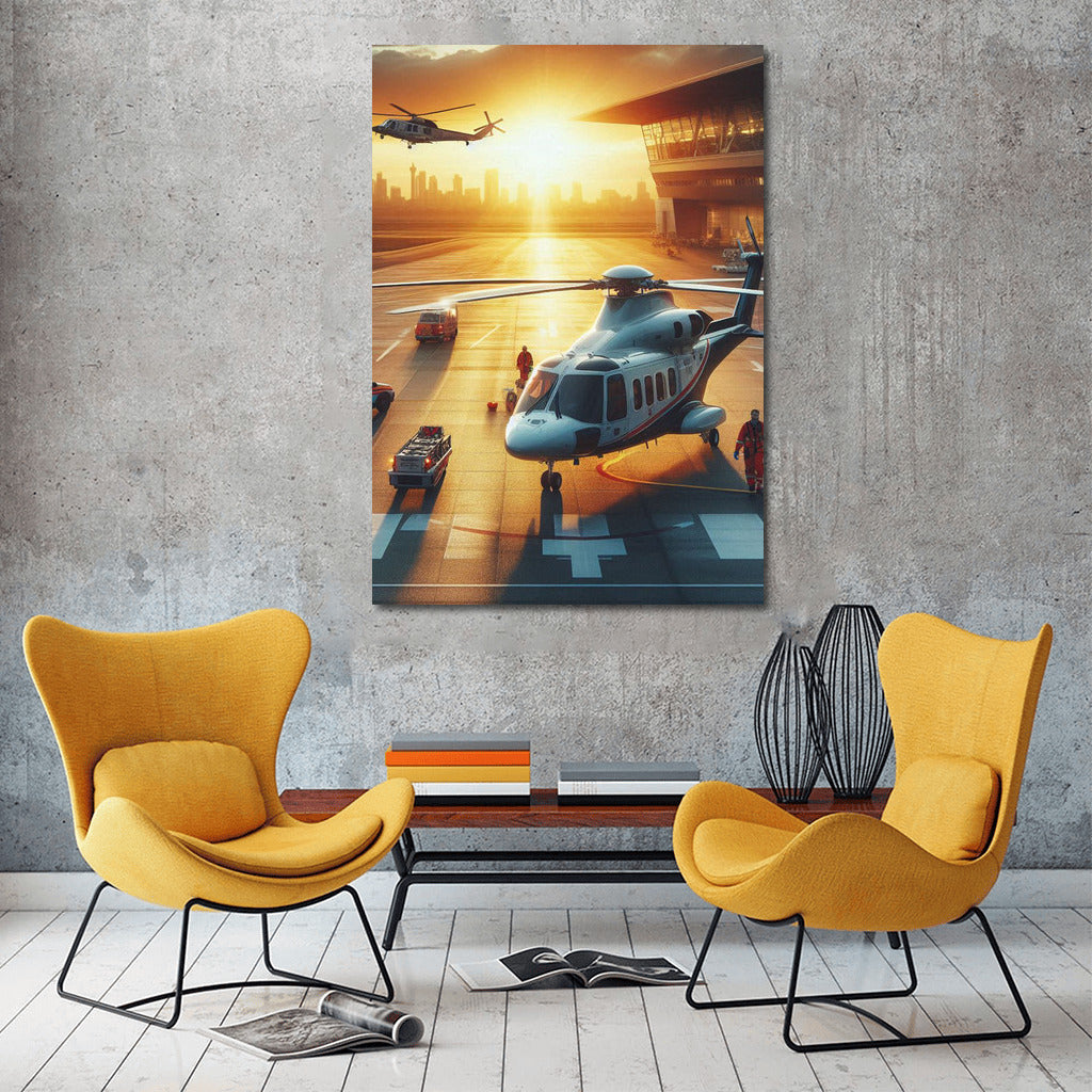 Sunset Pulse: Medivac Helicopters at the Airport