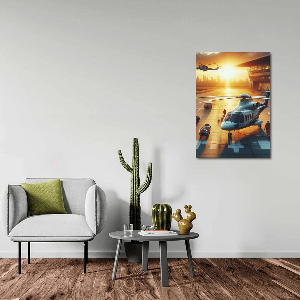 Sunset Pulse: Medivac Helicopters at the Airport