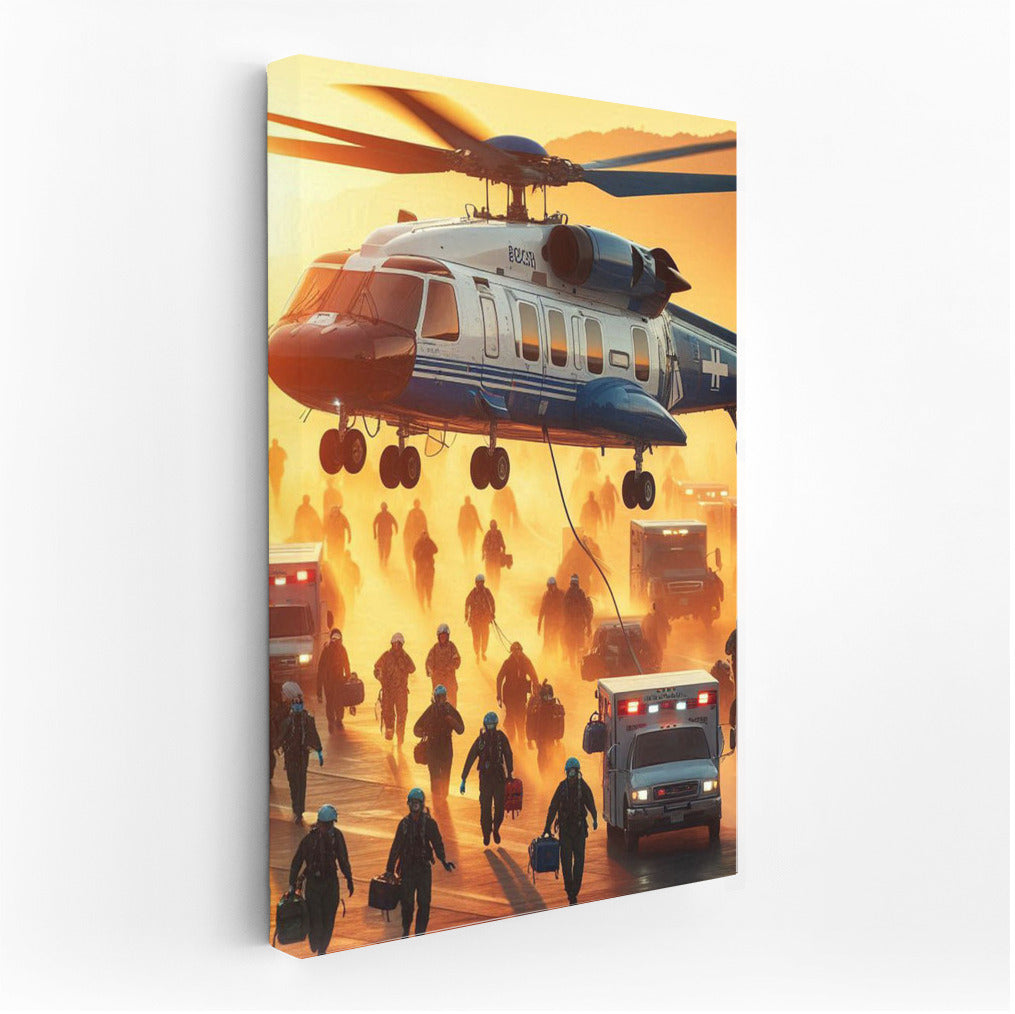 Medical Evacuation Helicopter on the Runway: Rescue from the Sky