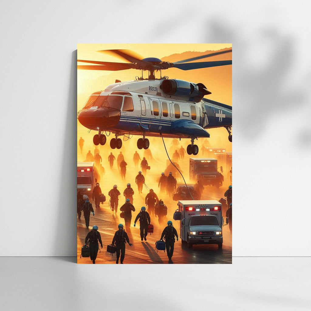 Medical Evacuation Helicopter on the Runway: Rescue from the Sky