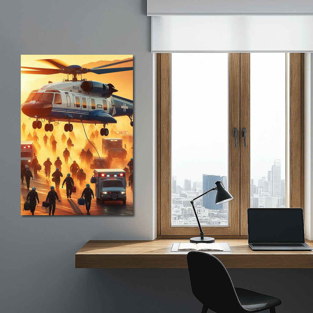 Medical Evacuation Helicopter on the Runway: Rescue from the Sky