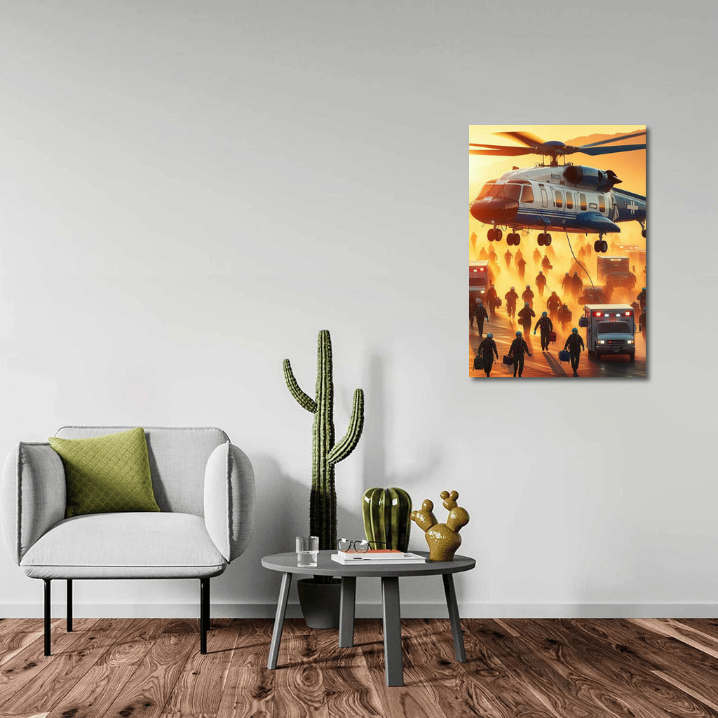 Medical Evacuation Helicopter on the Runway: Rescue from the Sky