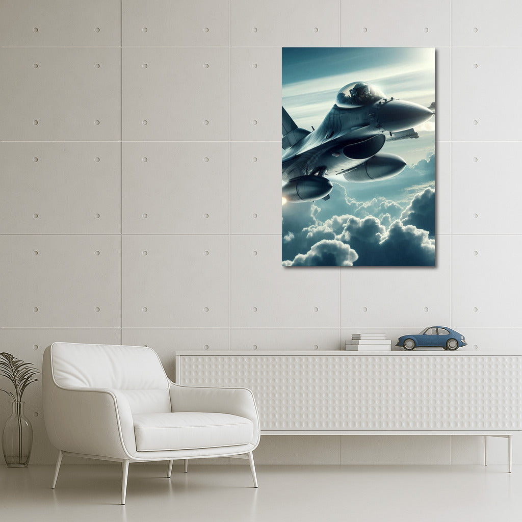 Power in the Clouds: Military Jet in Flight