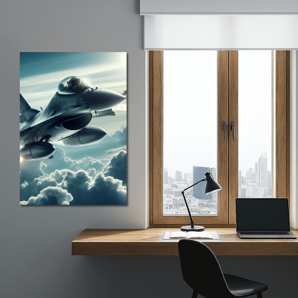 Power in the Clouds: Military Jet in Flight