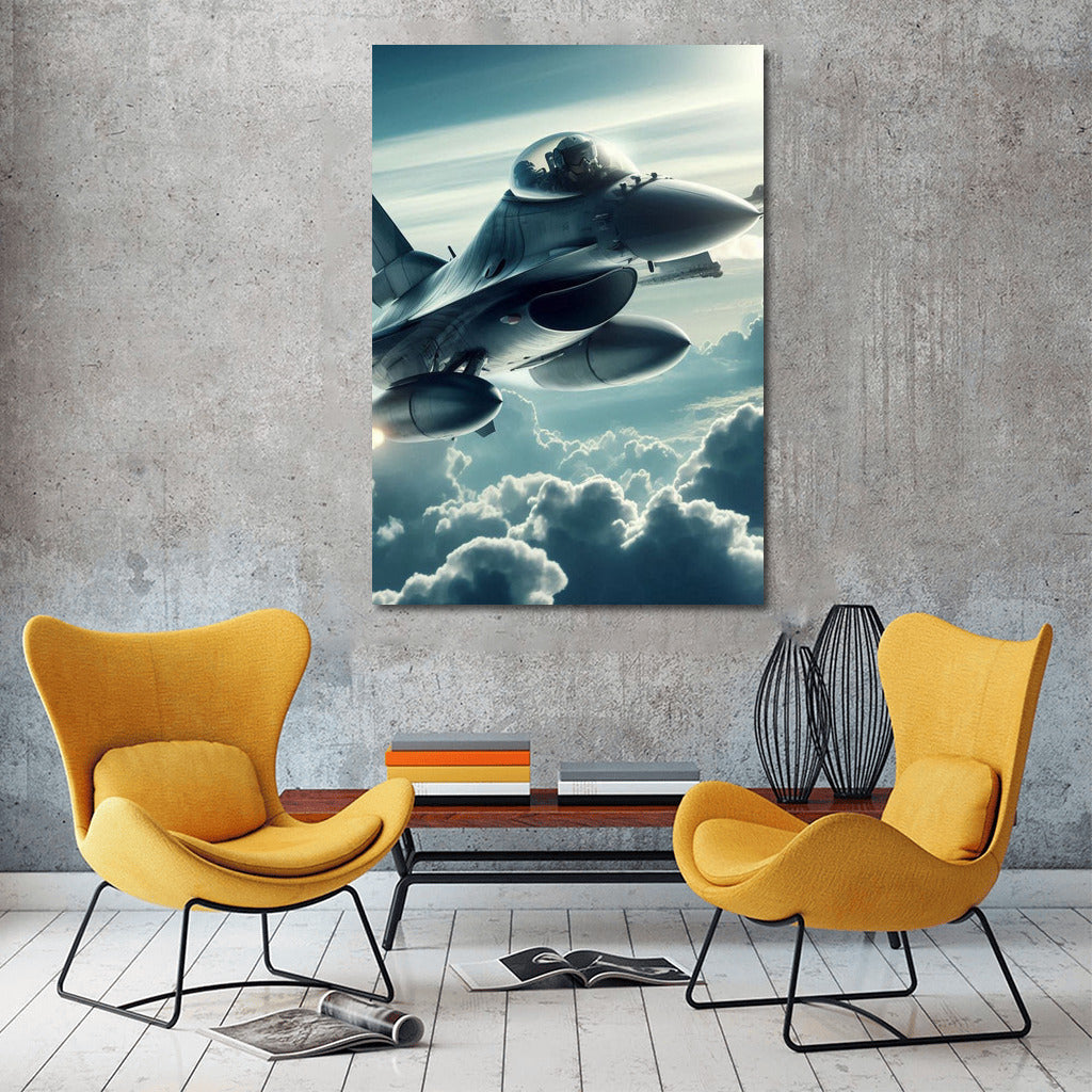 Power in the Clouds: Military Jet in Flight