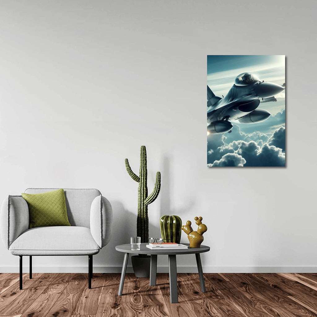 Power in the Clouds: Military Jet in Flight