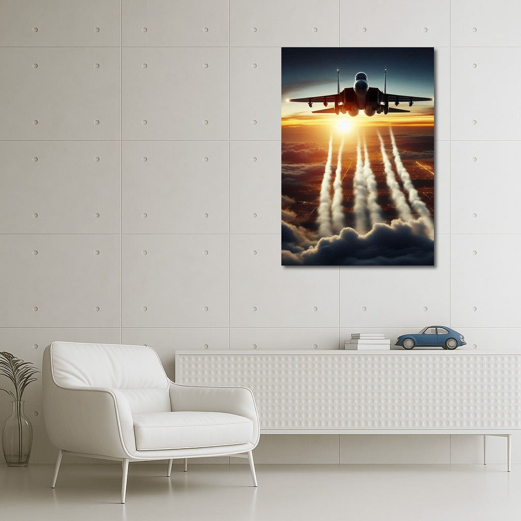 Steel Wings of Sunset: Military Jet on the Runway