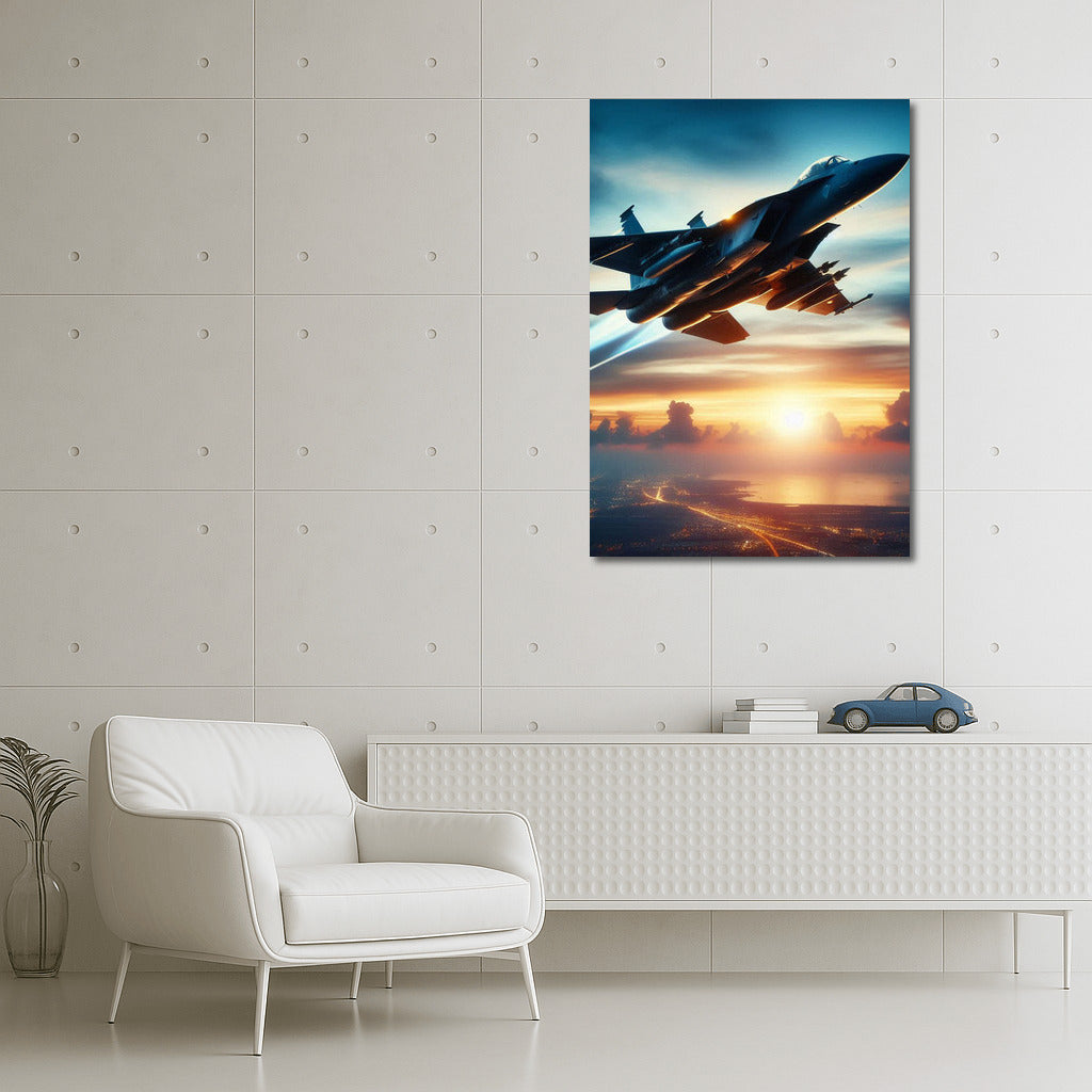 Swift Flight: Military Aircraft at Sunset