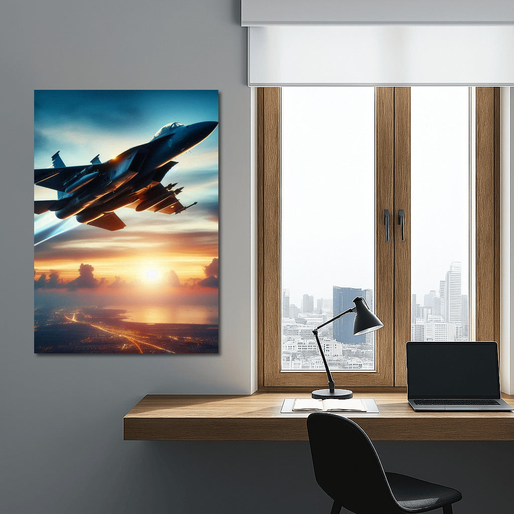 Swift Flight: Military Aircraft at Sunset