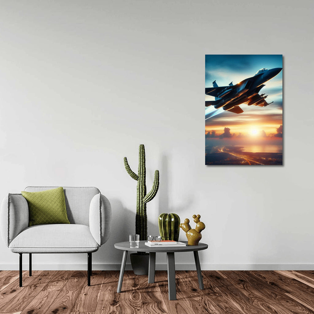 Swift Flight: Military Aircraft at Sunset