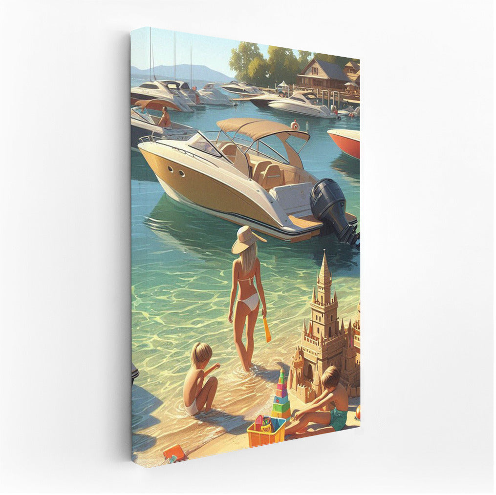 Summer Beach Motorboats: Sunny Boats and Sand Castles