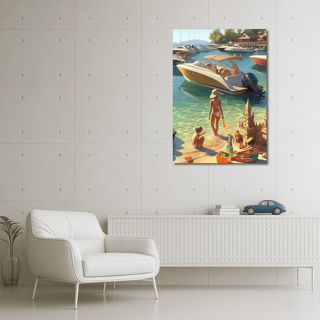 Summer Beach Motorboats: Sunny Boats and Sand Castles