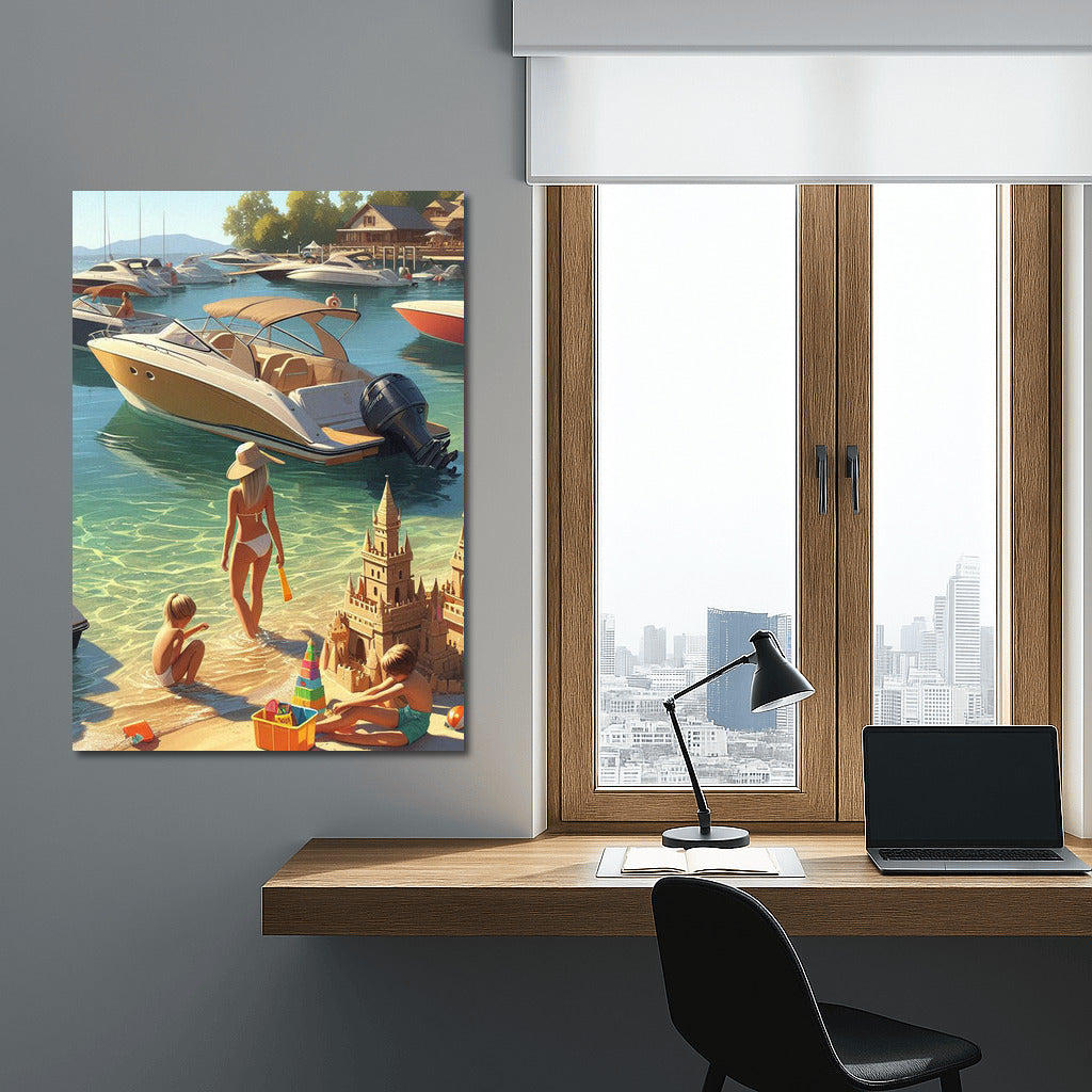 Summer Beach Motorboats: Sunny Boats and Sand Castles