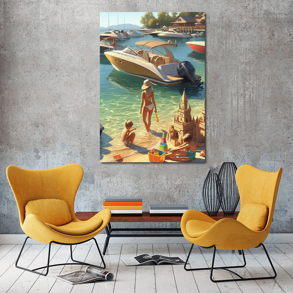 Summer Beach Motorboats: Sunny Boats and Sand Castles