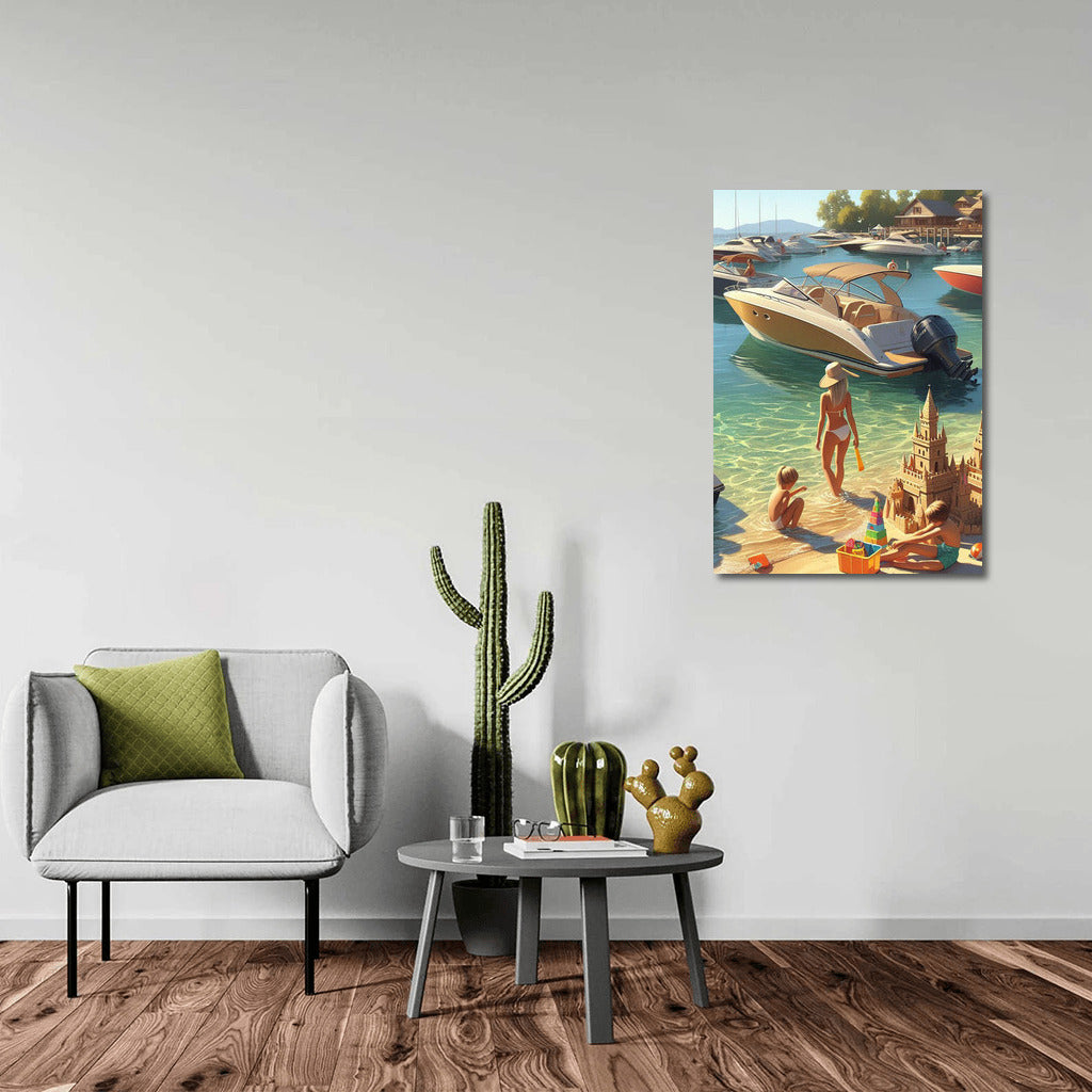 Summer Beach Motorboats: Sunny Boats and Sand Castles