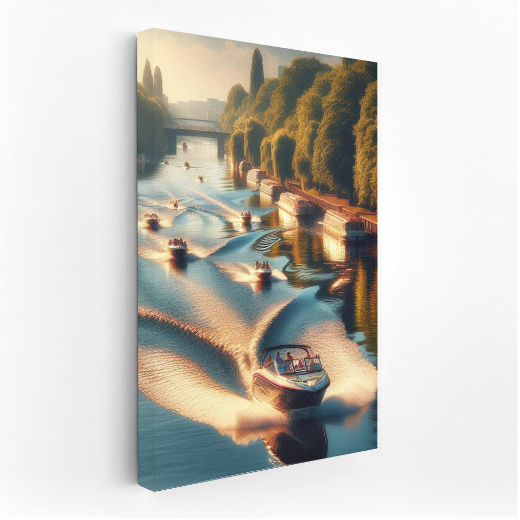 Sunset Freedom: Motorboats River 2