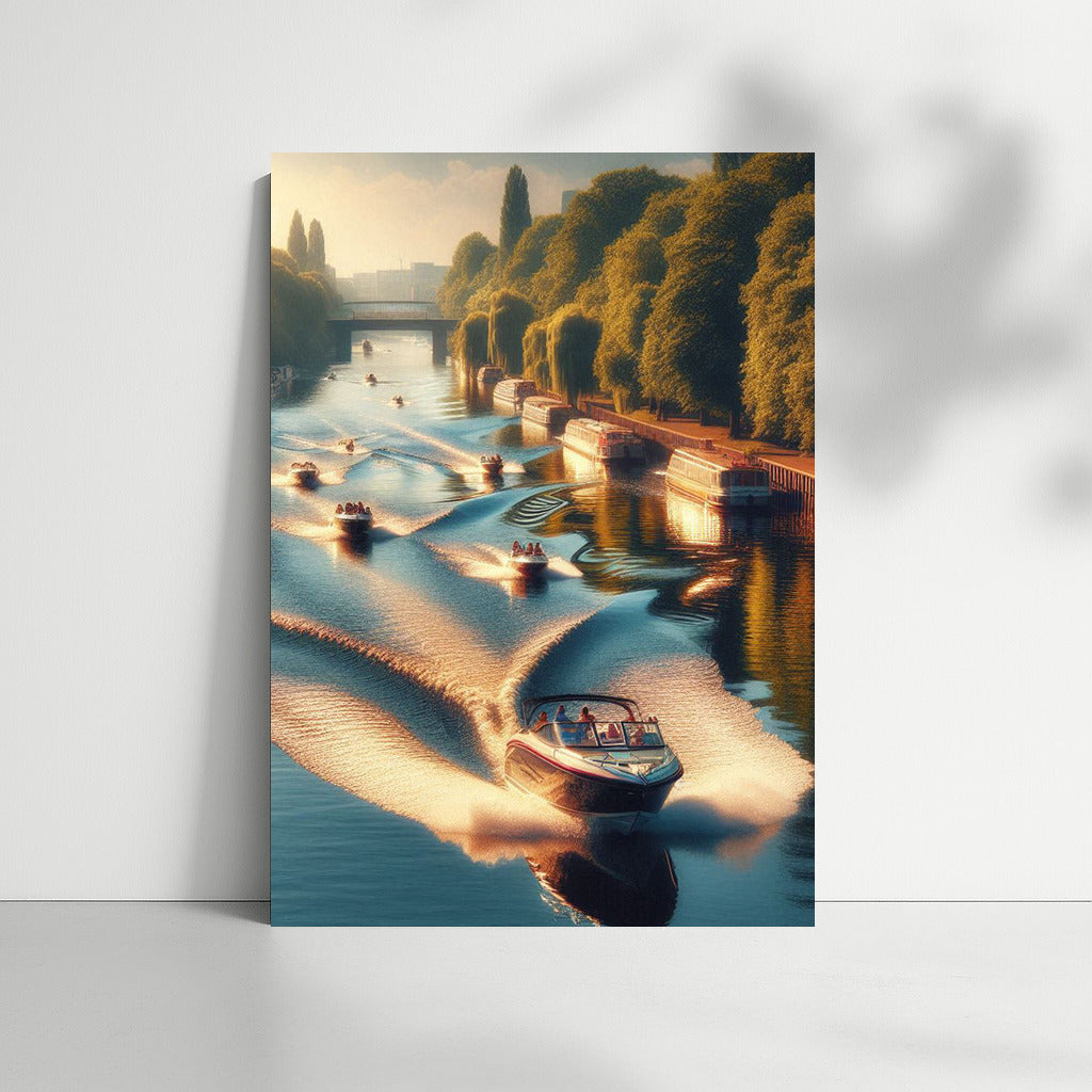 Sunset Freedom: Motorboats River 2