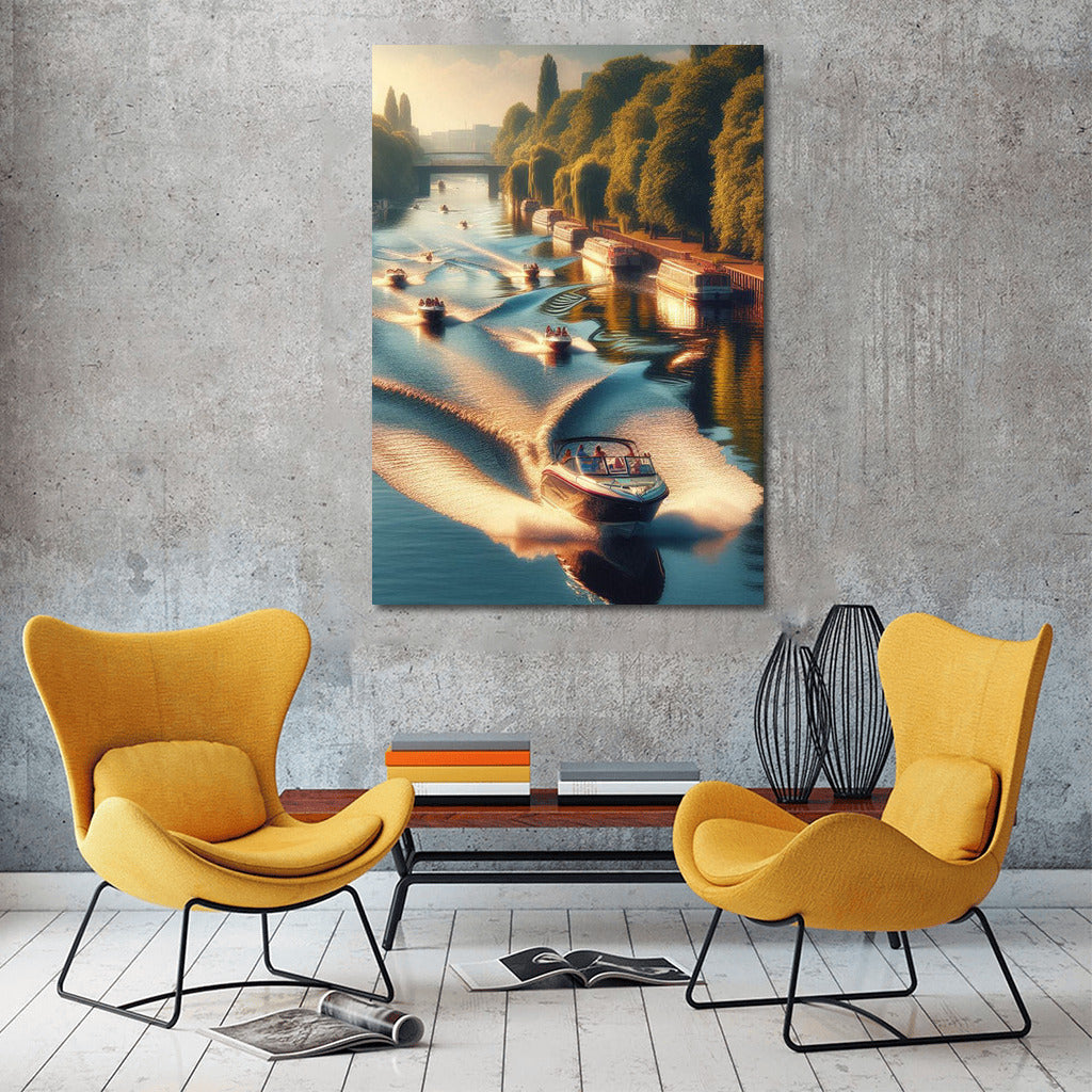 Sunset Freedom: Motorboats River 2