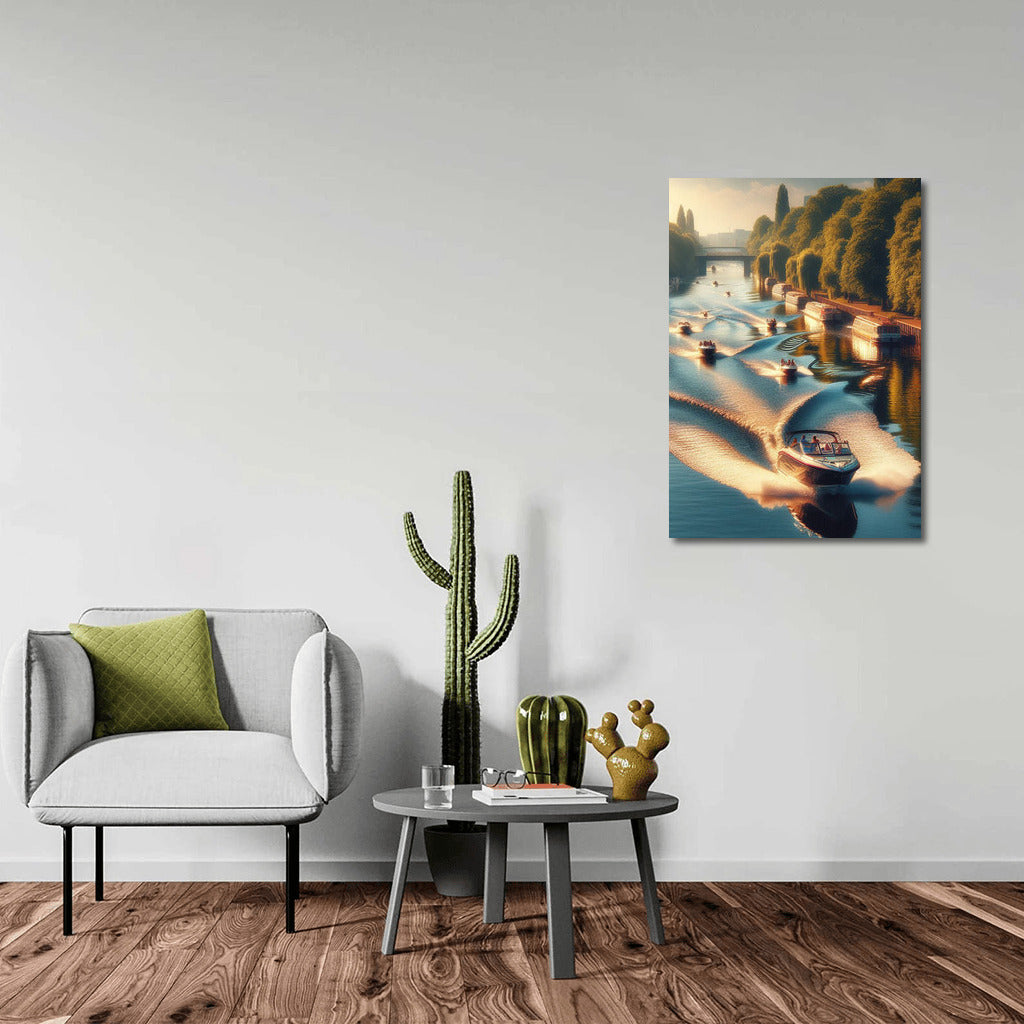 Sunset Freedom: Motorboats River 2