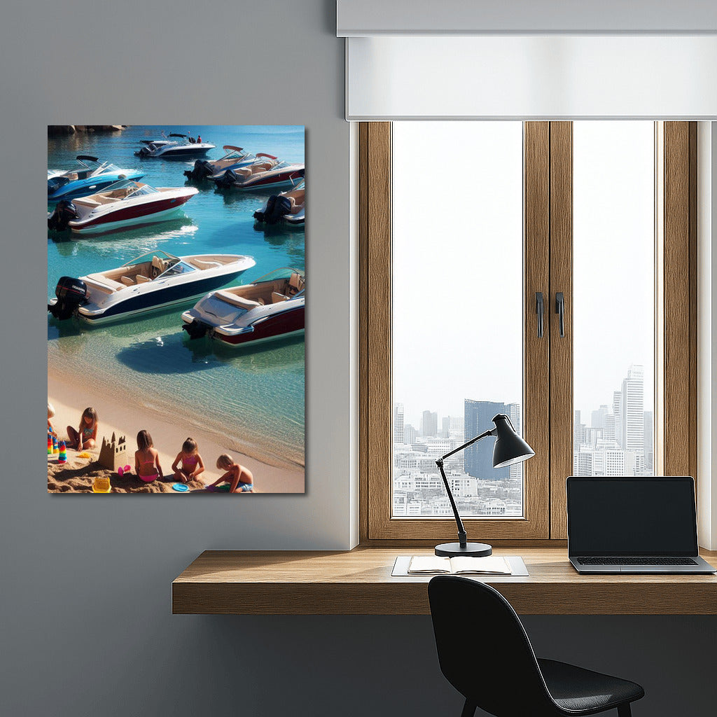 Motorboats Beach 3: Motorboats on a Calm Beach for Dreamers