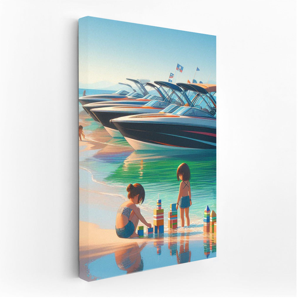 Summer Sparkle: Motor Boats on the Beach