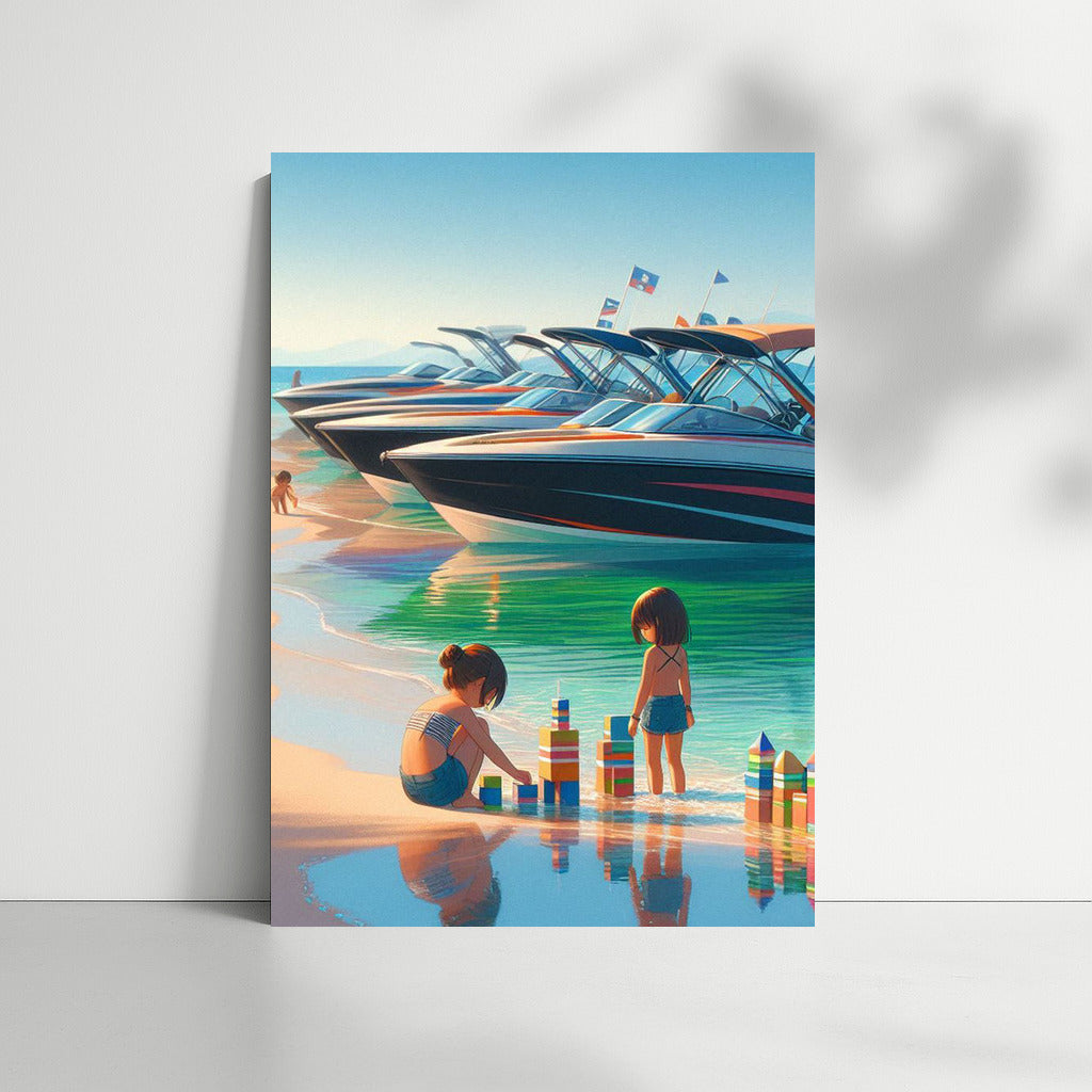 Summer Sparkle: Motor Boats on the Beach