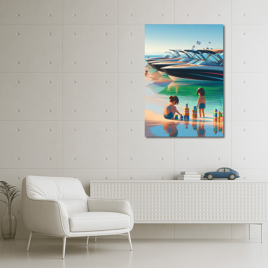 Summer Sparkle: Motor Boats on the Beach