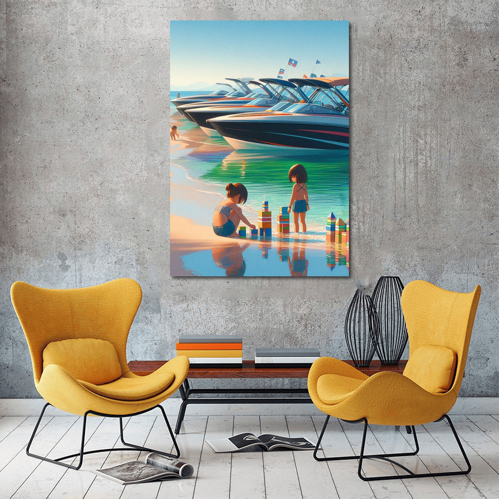 Summer Sparkle: Motor Boats on the Beach