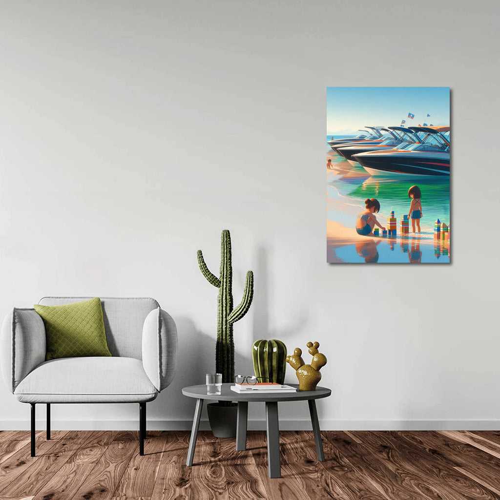 Summer Sparkle: Motor Boats on the Beach