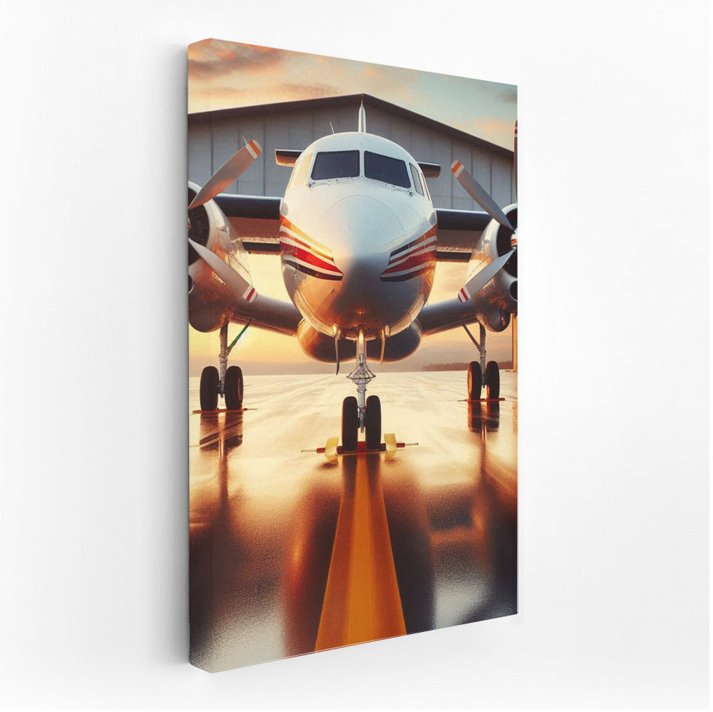 Twin Engine Airplane on the Runway: The Power and Grace of Aviation