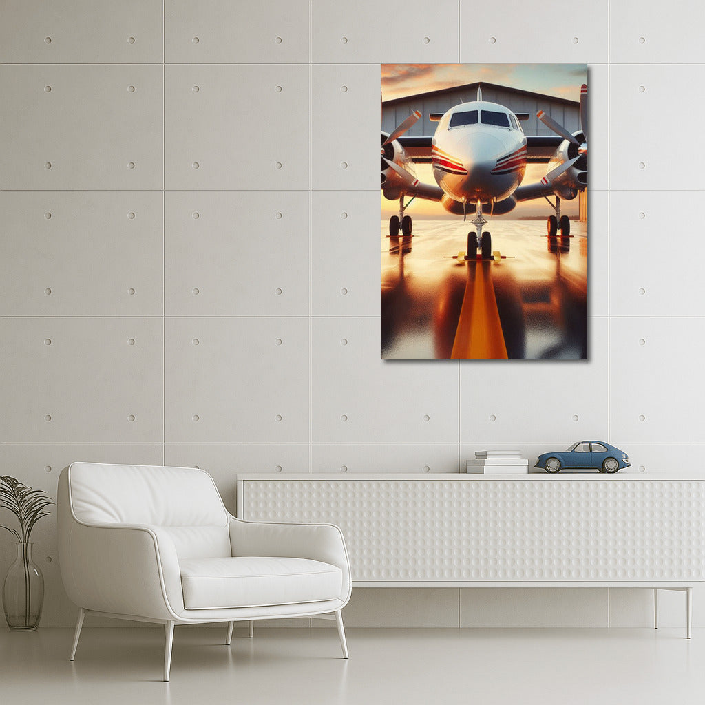 Twin Engine Airplane on the Runway: The Power and Grace of Aviation